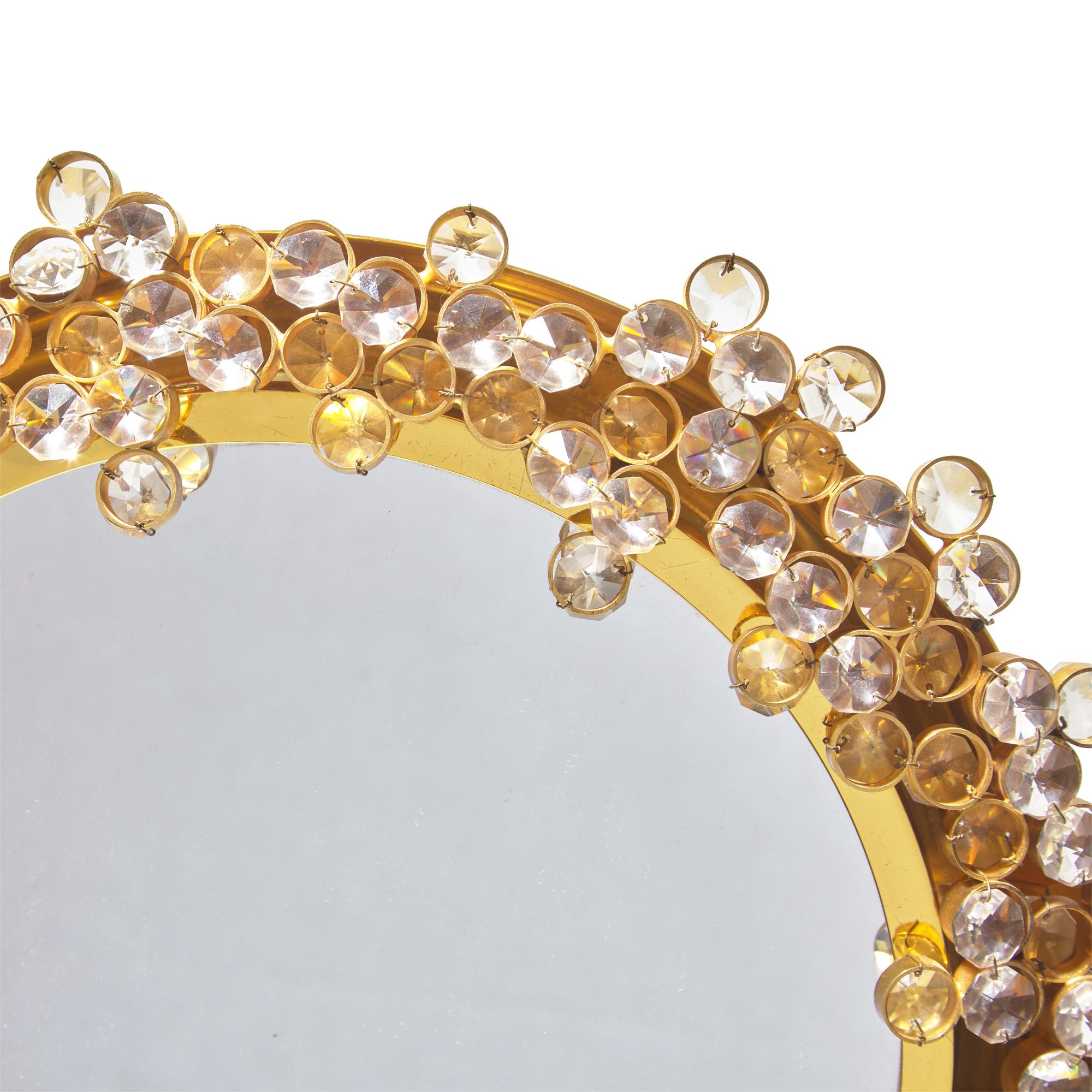 Palme & Walter c. 1960 — Illuminating Mirror with Faceted Crystals