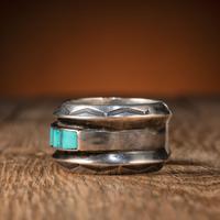 Zuni Silver and Channel Inlaid Turquoise Cuff Bracelet