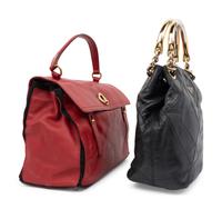 Two Designer Leather Bags: One Yves Saint Laurent and One Prada, 1990-2000s