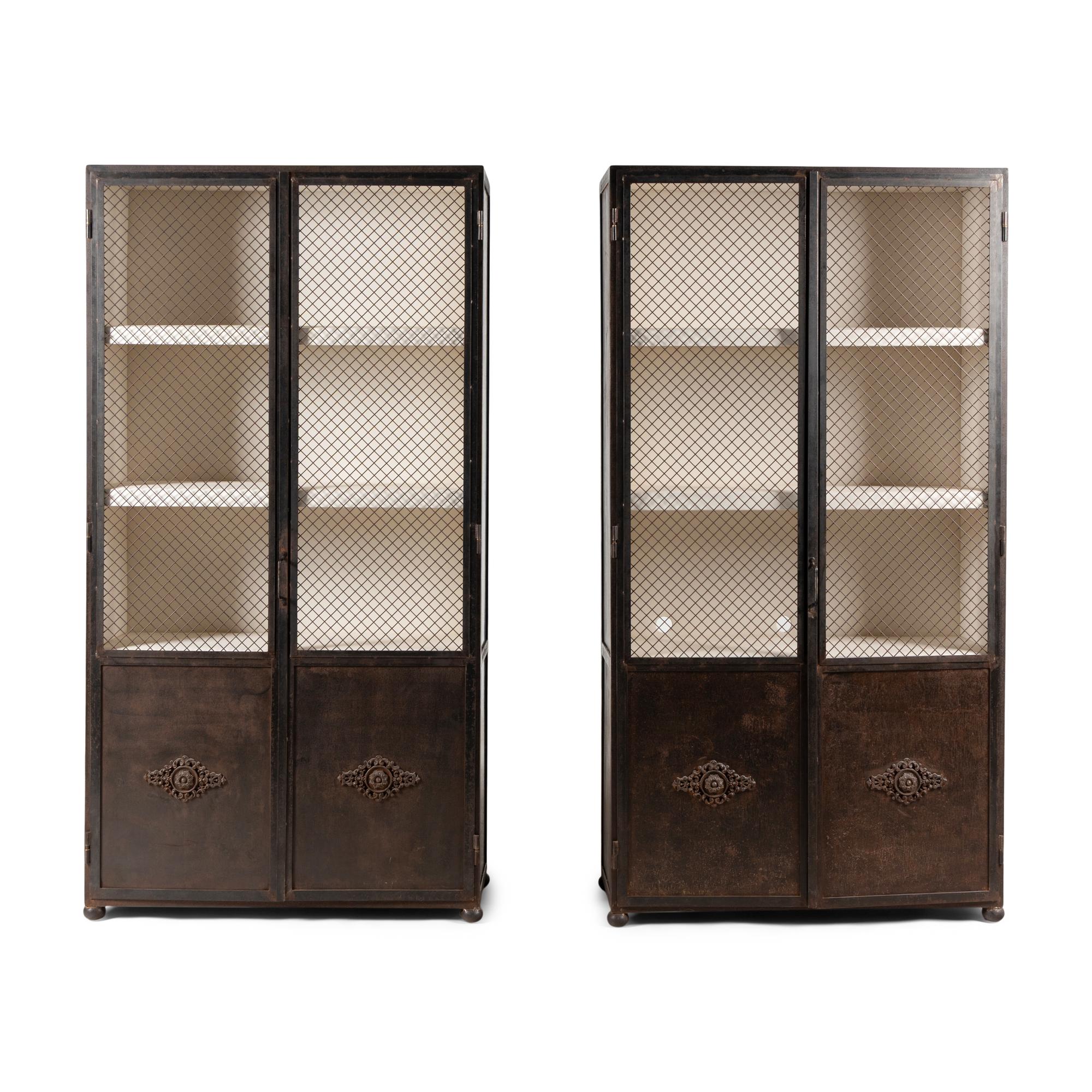 A Pair of French Steel Bookcase Cabinets