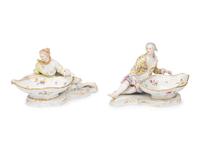 Two Meissen Porcelain Figural Sweetmeat Dishes