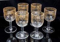 A Set of Six Baccarat Crystal Goblets Height of tallest 7 inches.