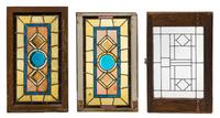 Three Leaded Glass Windows Larger: Height 34 x width 21 3/4 inches.