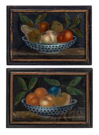 A Pair of Reverse-Painted Glass Fruit Still Life Panels