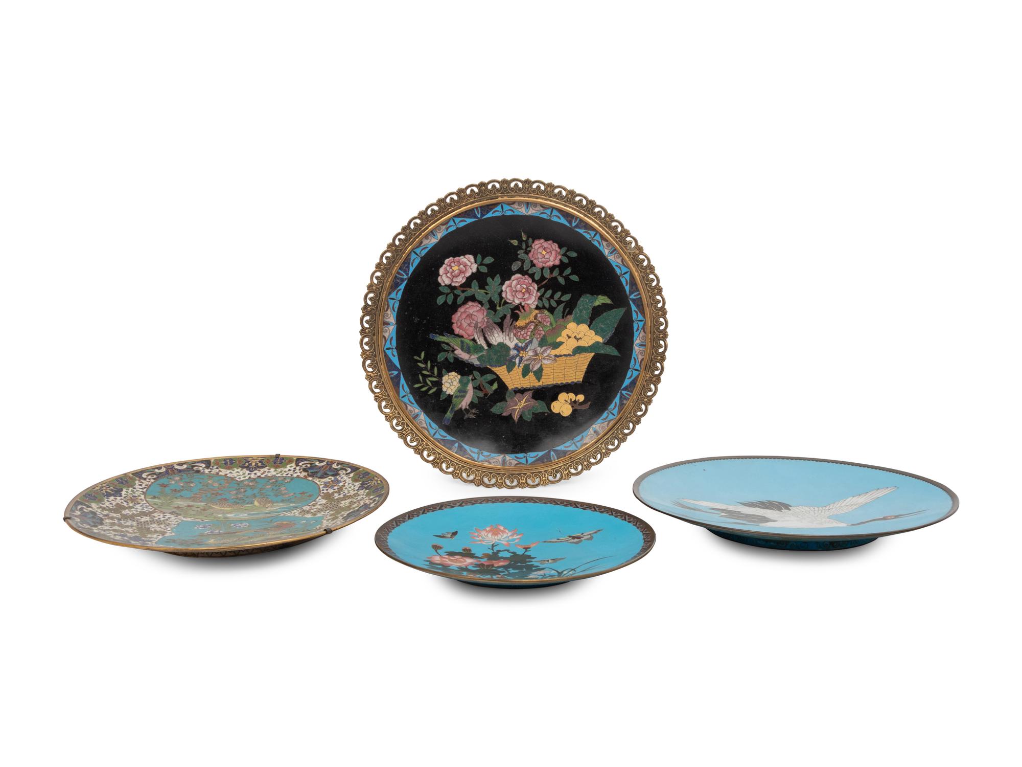 Four Japanese Cloisonné Chargers