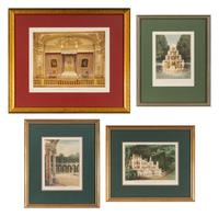 Three Noel Marcel Lambert Engravings and One Chambre du Roi Engraving