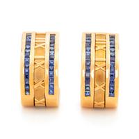 TIFFANY & CO., YELLOW GOLD AND SAPPHIRE 'ATLAS' EARCLIPS