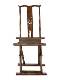 A Chinese Hardwood Folding Chair, Jiaoyi, 19th Century — 清中晚期 硬木交椅
