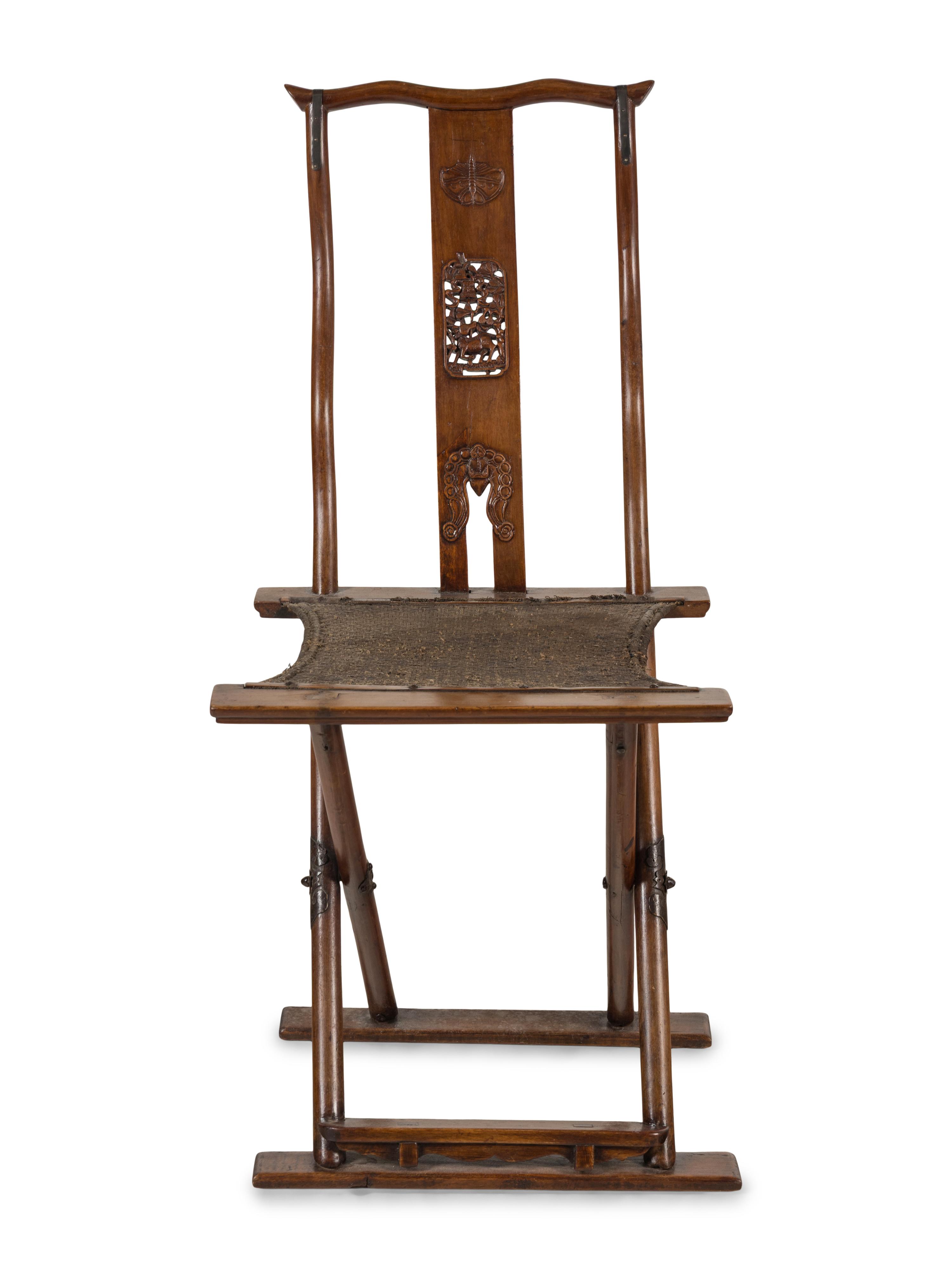 A Chinese Hardwood Folding Chair, Jiaoyi, 19th Century — 清中晚期 硬木交椅
