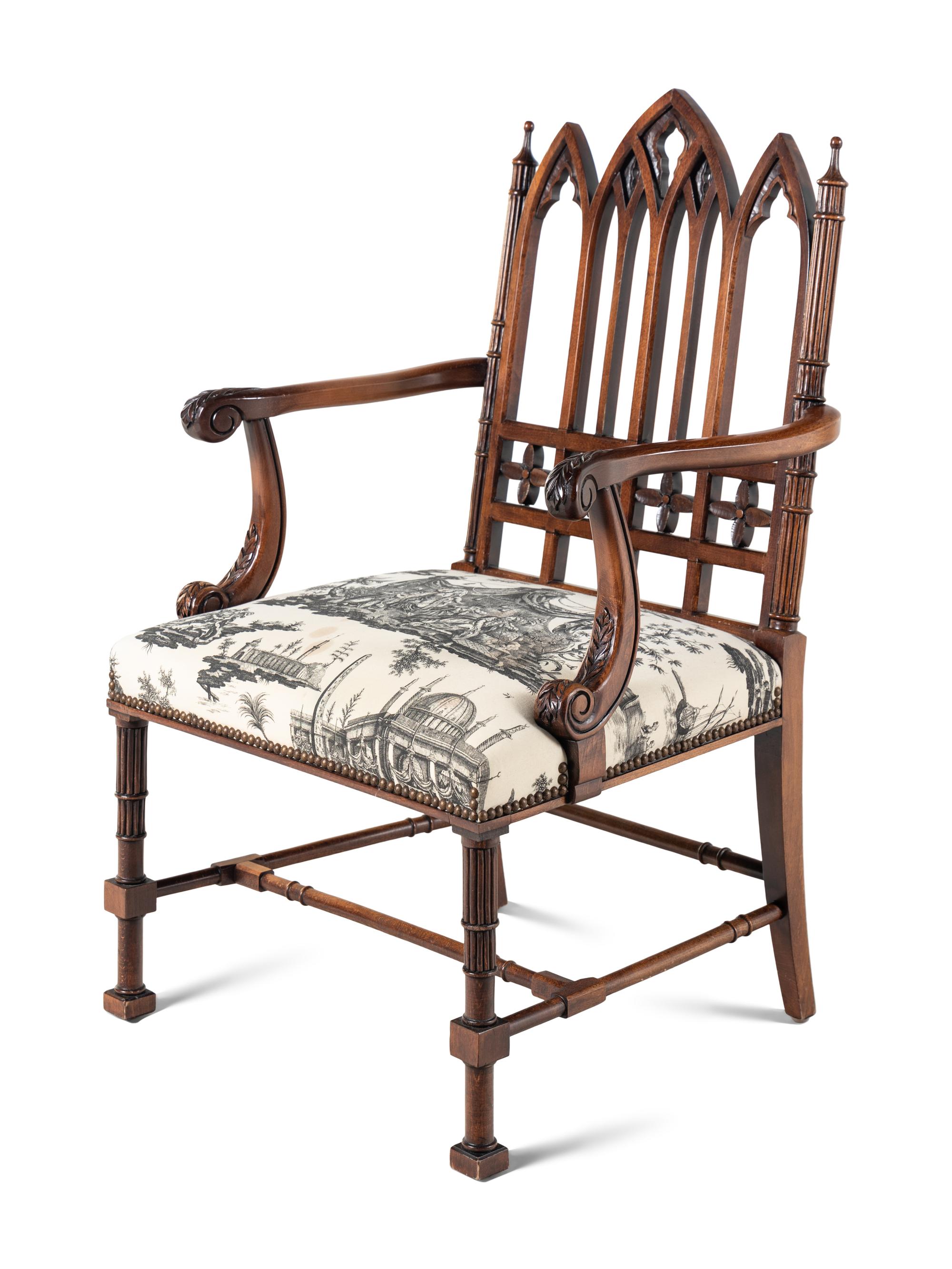 A Pair of Gothic Revival Style Armchairs
