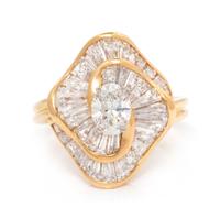 An 18 Karat Yellow Gold, Platinum and Diamond Ballerina Ring, Oscar Heyman Brothers, 5.30 dwts