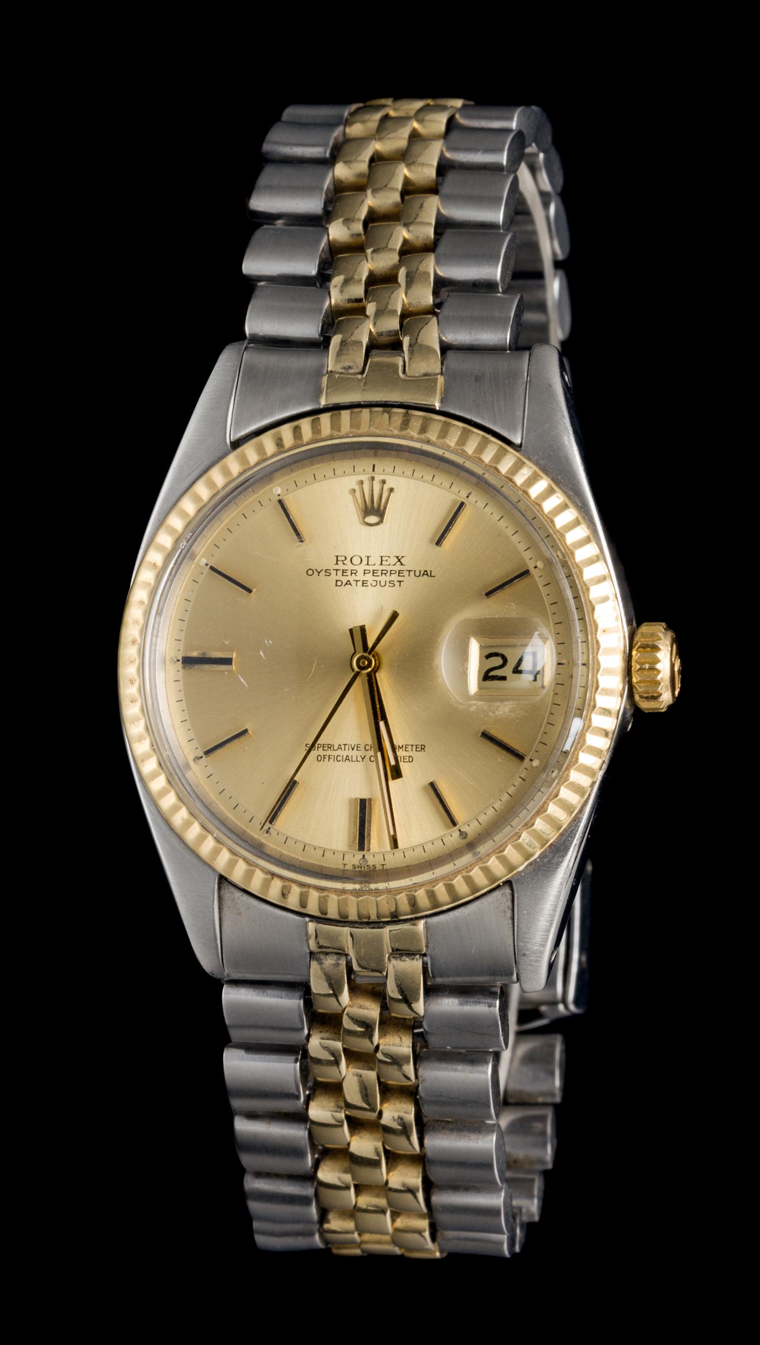 A Stainless Steel and 14 Karat Yellow Gold Ref. 1601 Datejust Wristwatch, Rolex, Circa 1965,