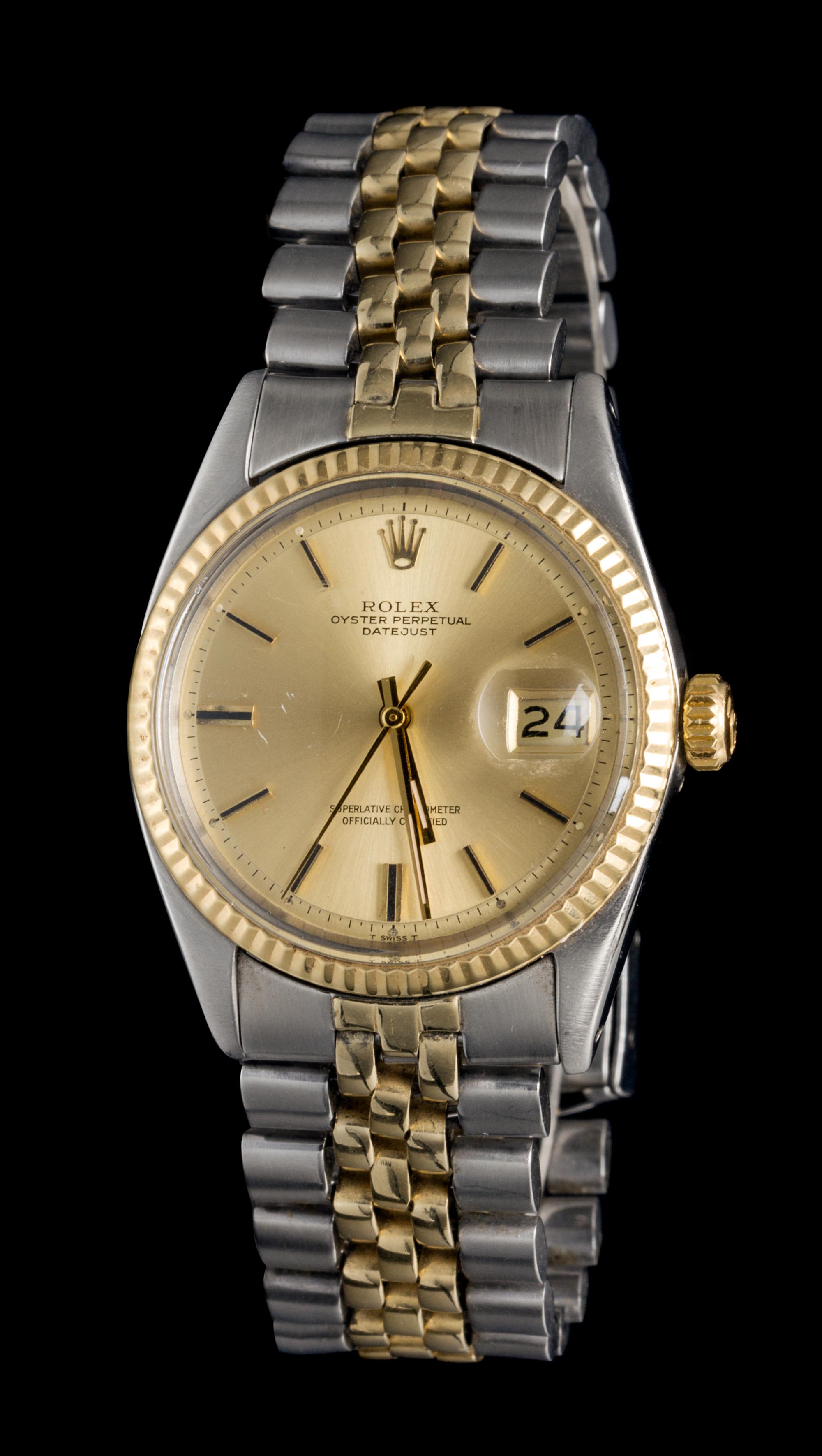 A Stainless Steel and 14 Karat Yellow Gold Ref. 1601 Datejust Wristwatch, Rolex, Circa 1965,