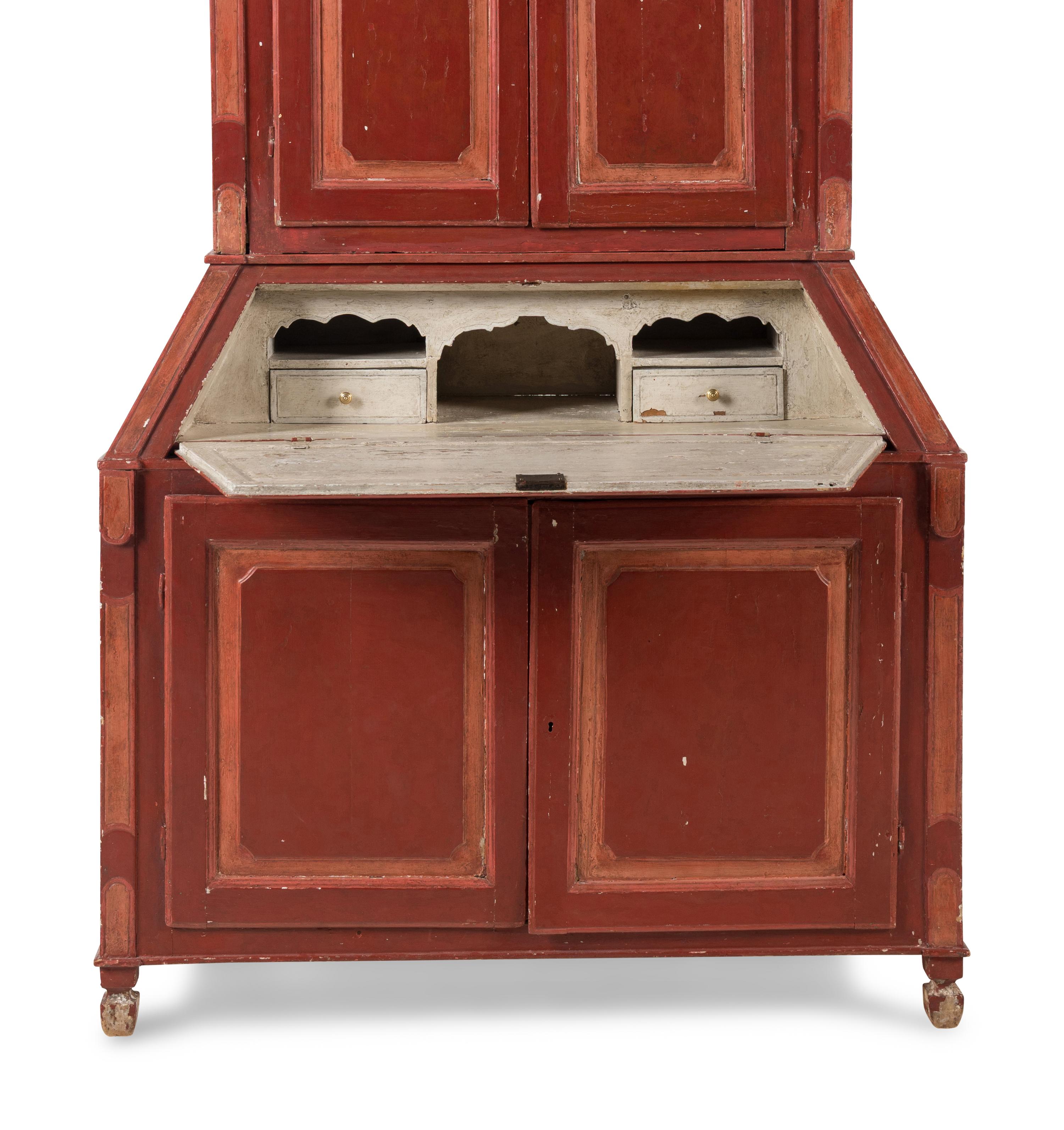 A North European Red-Painted Bureau Cabinet