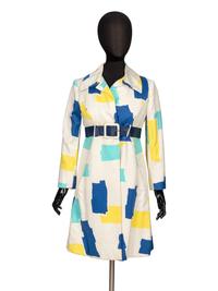 Bill Blass, Multicolor Geometric-Print Coat