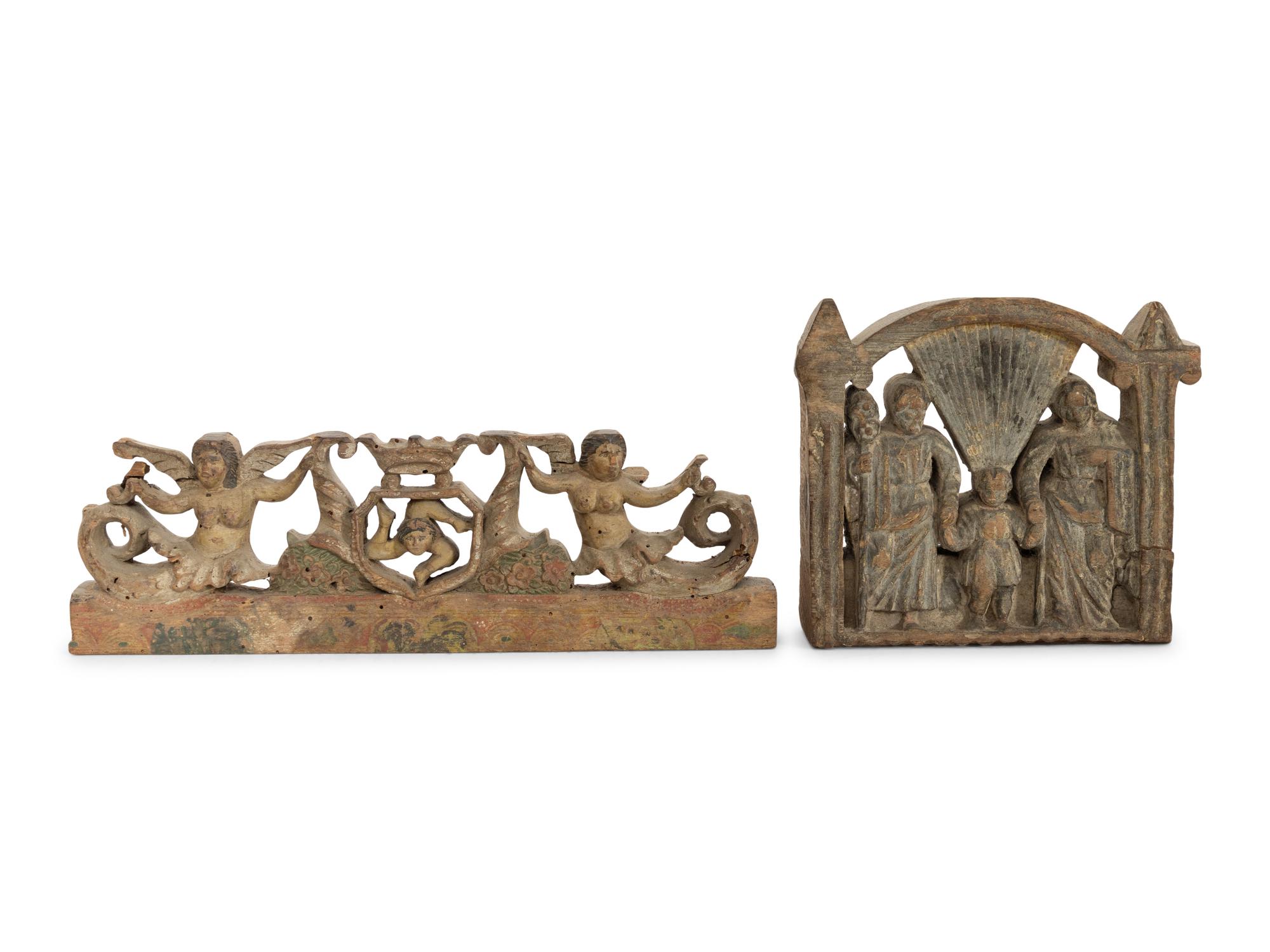 Two Continental Carved Wood Fragments