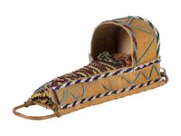 Apache Beaded Doll Cradle, with Doll