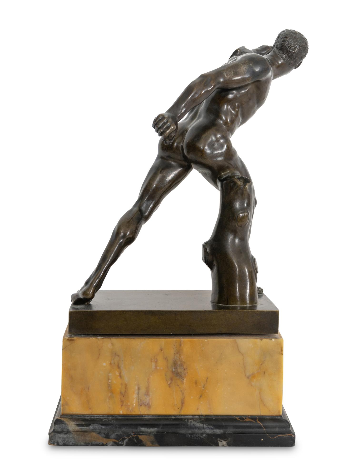 A Continental Bronze Figure of The Borghese Gladiator