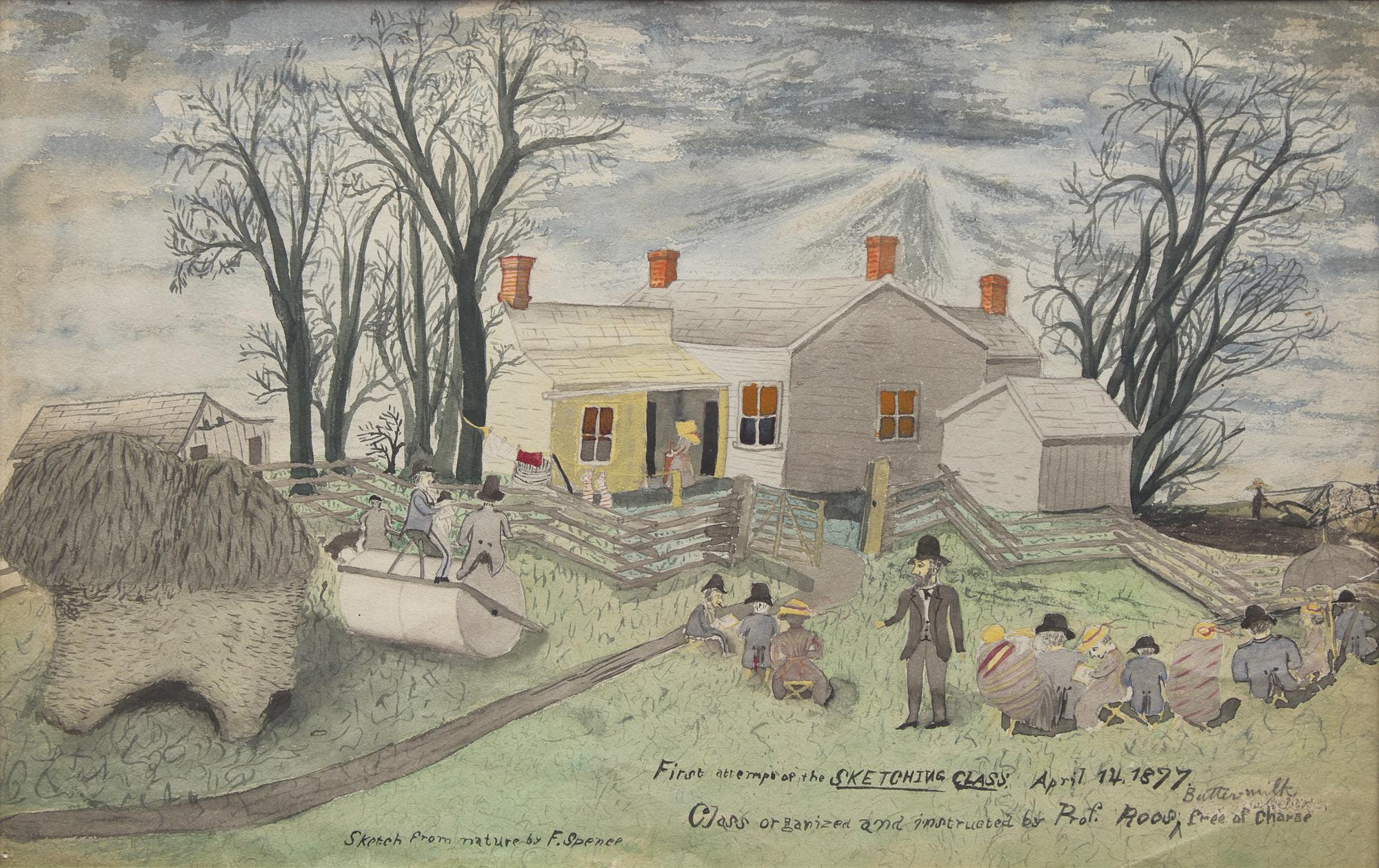 F. Spence (19th Century), A Watercolor Drawing: First Attempts of the Sketching Class