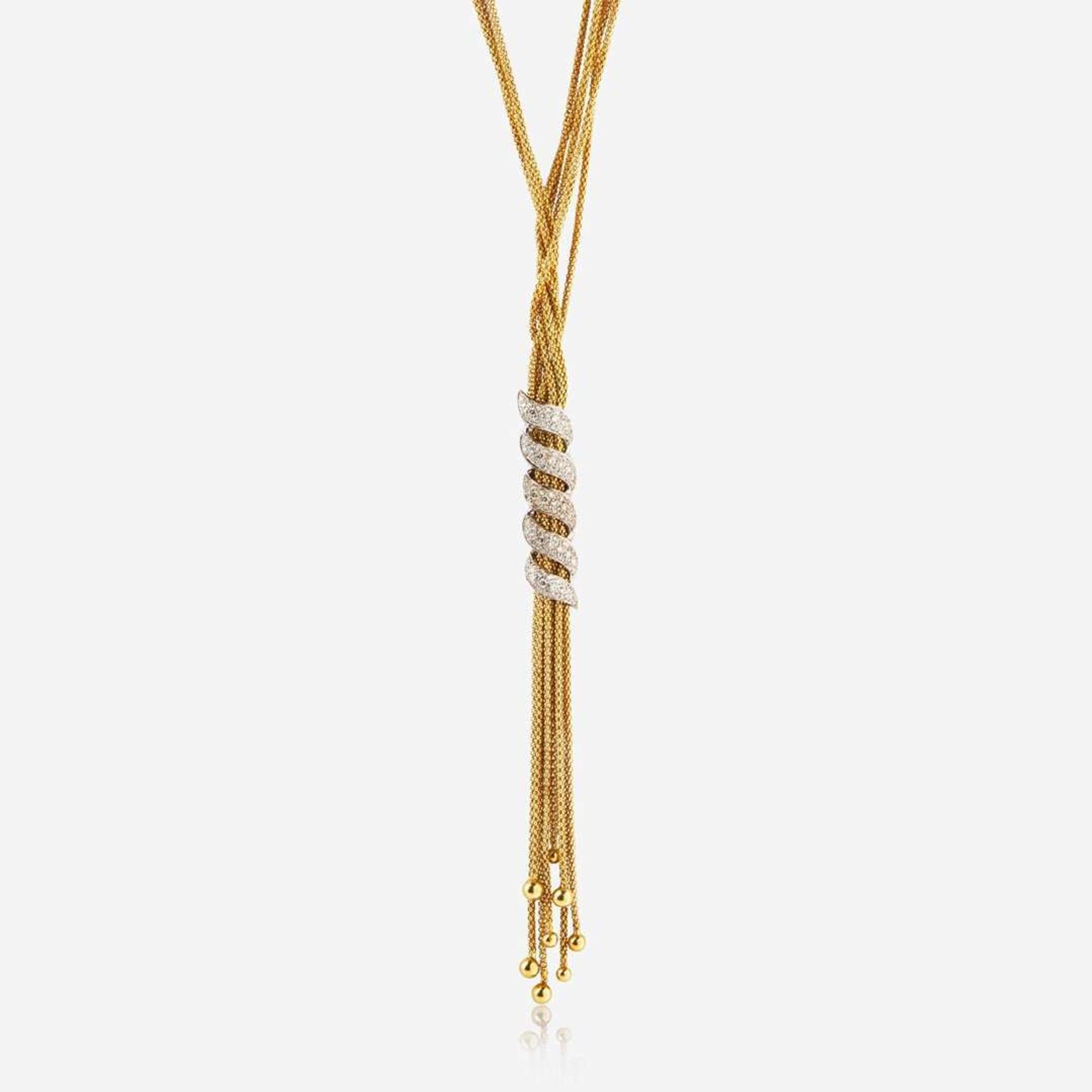 An 18K Yellow Gold and Diamond Tassel Necklace