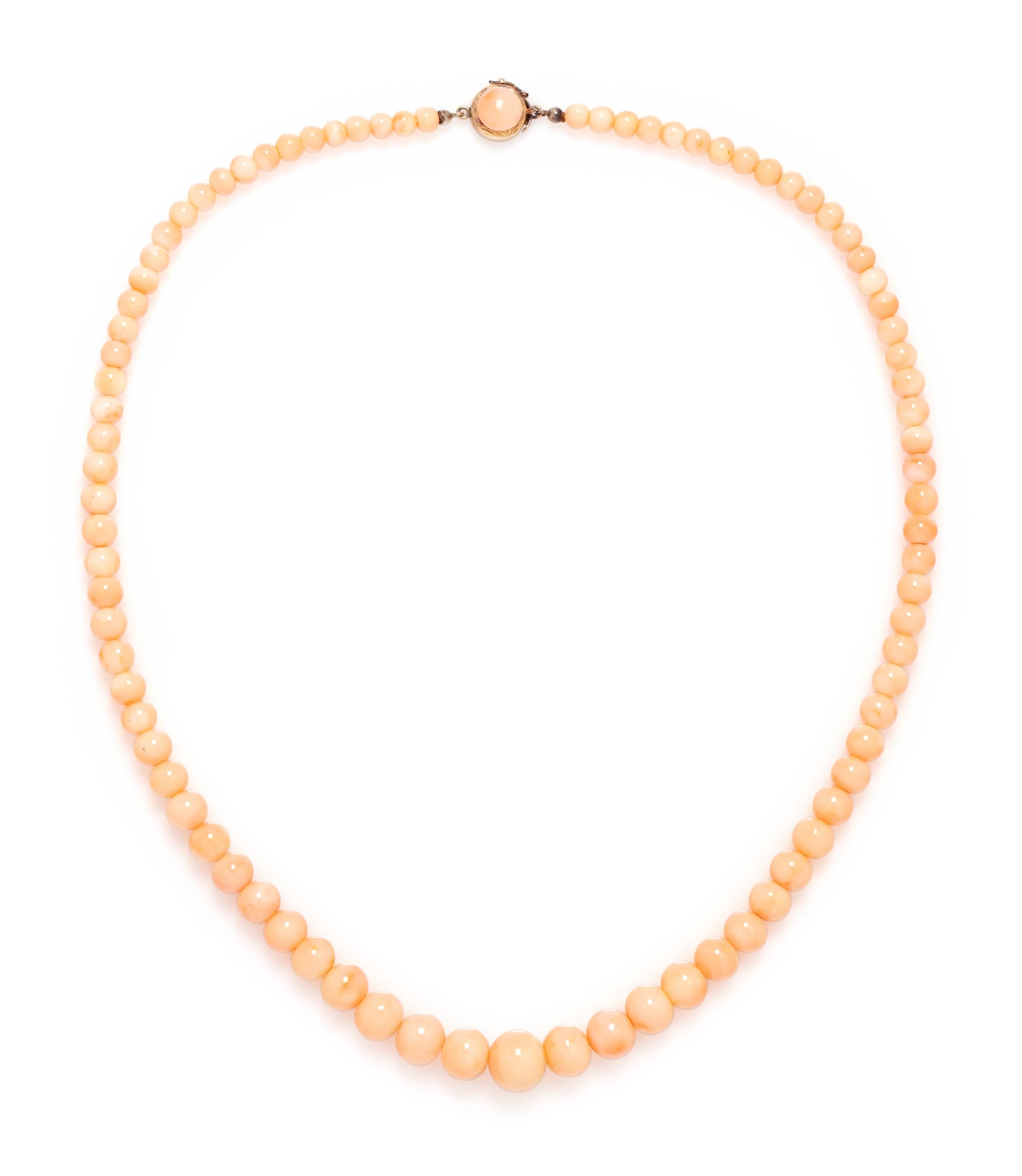 ANGEL SKIN CORAL BEAD NECKLACE