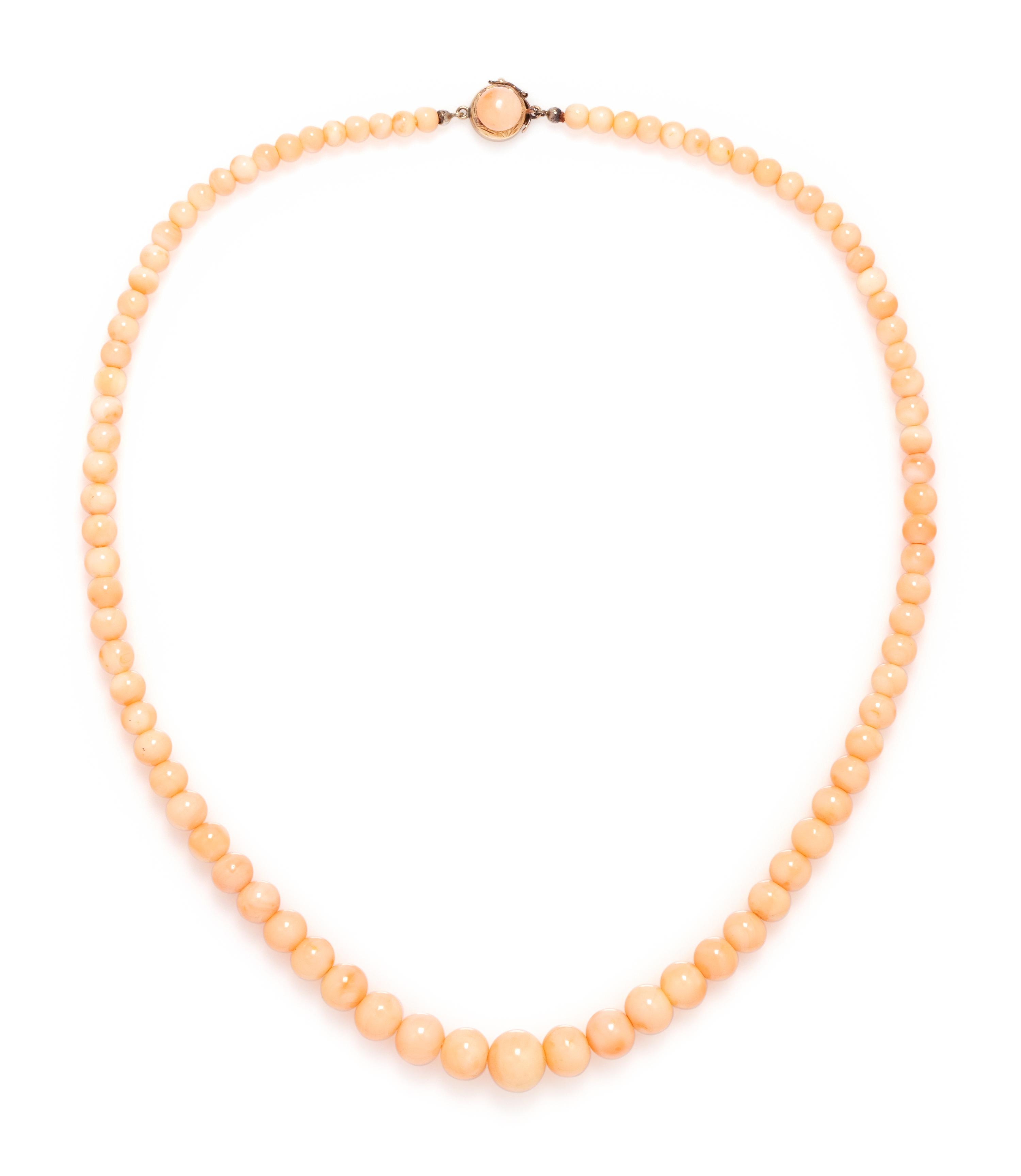 ANGEL SKIN CORAL BEAD NECKLACE
