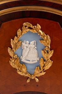 A Louis XV/XVI Transitional Style Gilt-Bronze-Mounted Kingwood and Tulipwood Vitrine