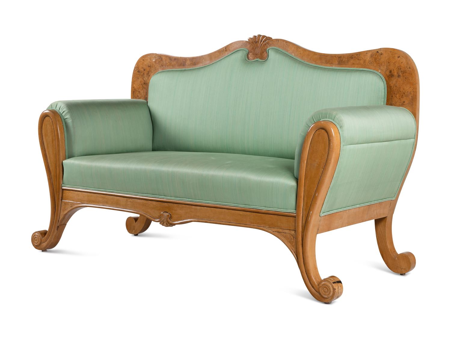 A Biedermeier Cherry and Poplar Settee