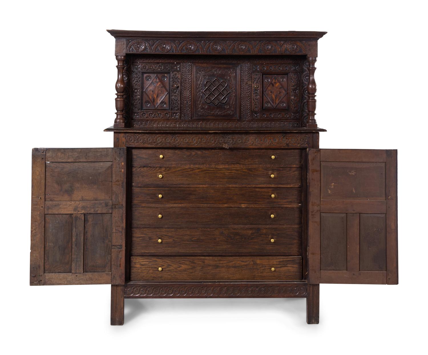 A Jacobean Style Oak Court Cupboard