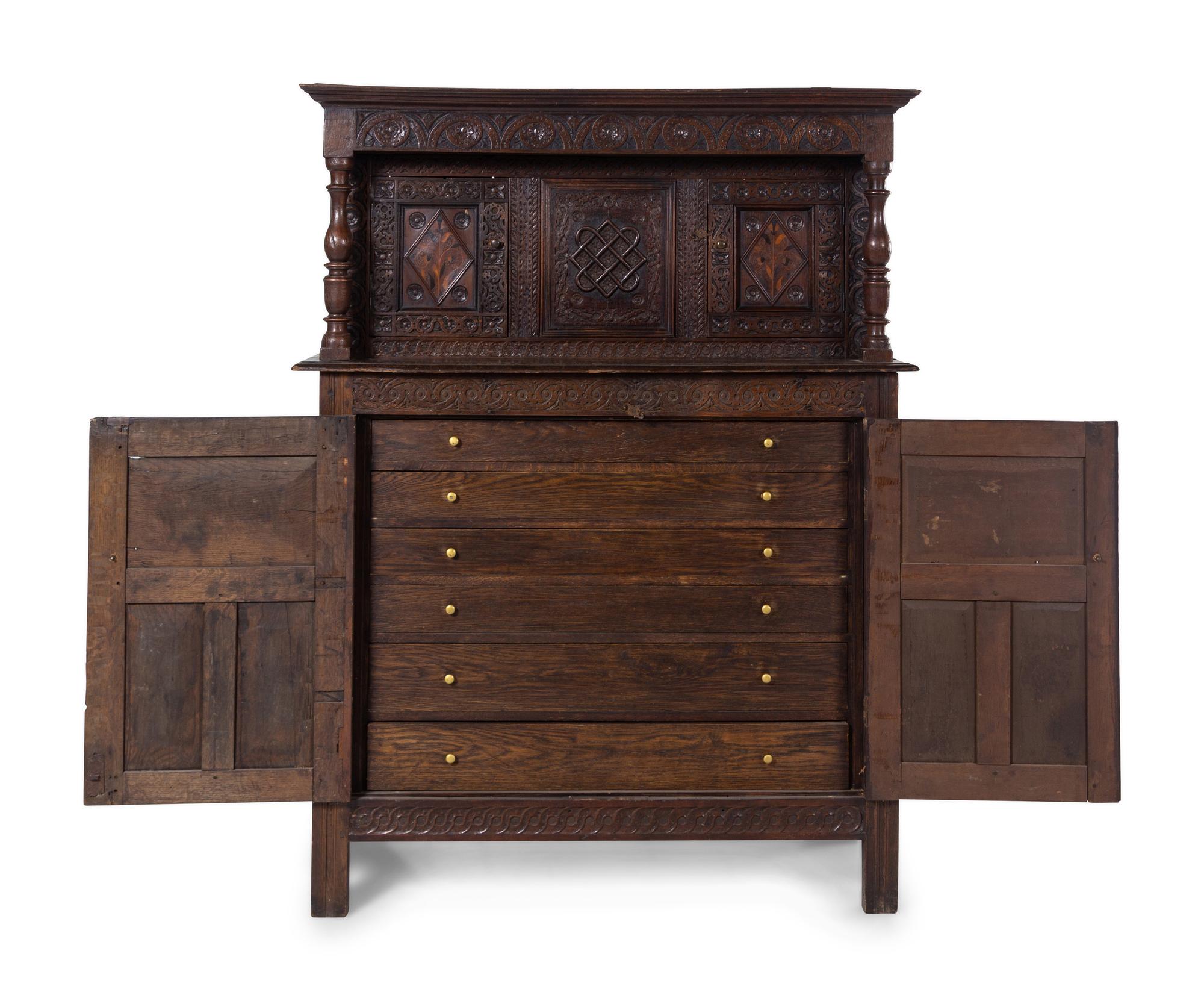 A Jacobean Style Oak Court Cupboard