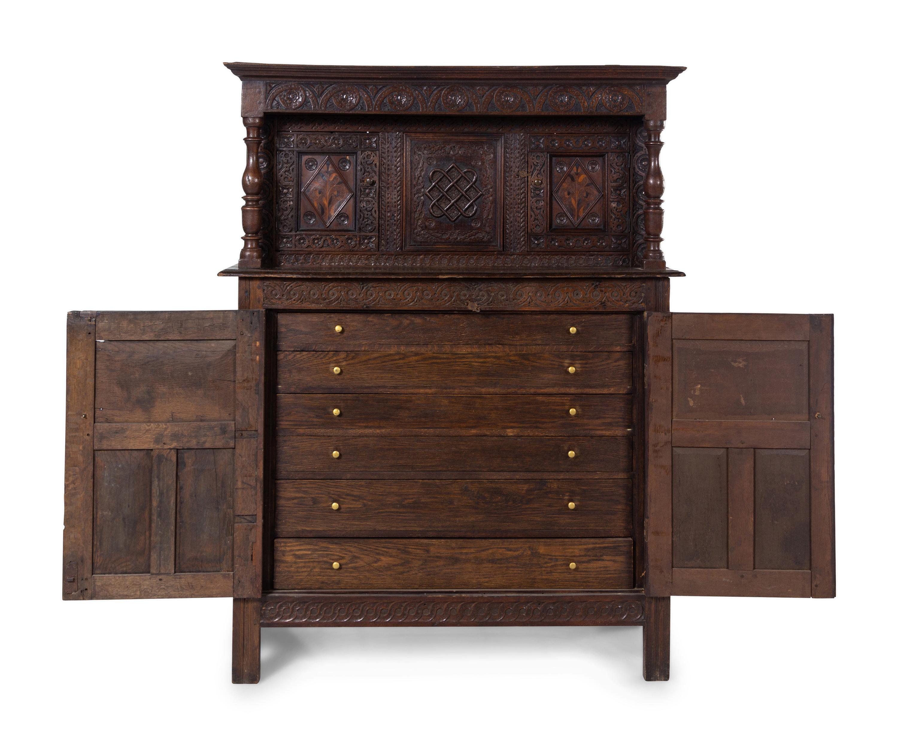 A Jacobean Style Oak Court Cupboard