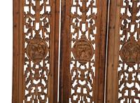 A Chinese Carved Hardwood Four-Panel Floor Screen