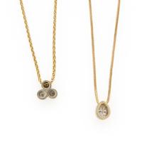 Two Yellow Gold and Diamond Anklets