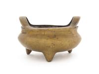 A Gilt Bronze Tripod Censer Diameter 6 inches.