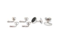 DEAKIN & FRANCIS, WHITE GOLD, TEXTURED BLACK GLASS AND DIAMOND DRESS SET