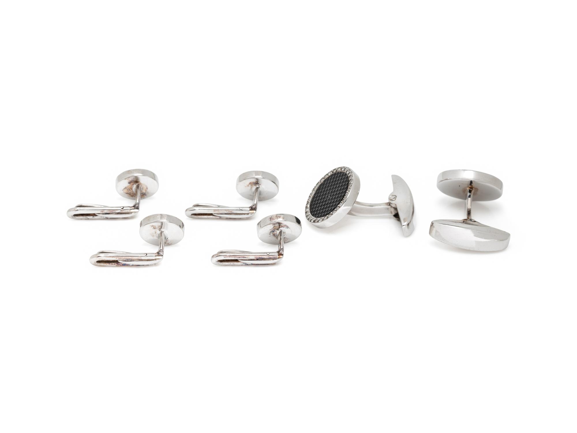 DEAKIN & FRANCIS, WHITE GOLD, TEXTURED BLACK GLASS AND DIAMOND DRESS SET