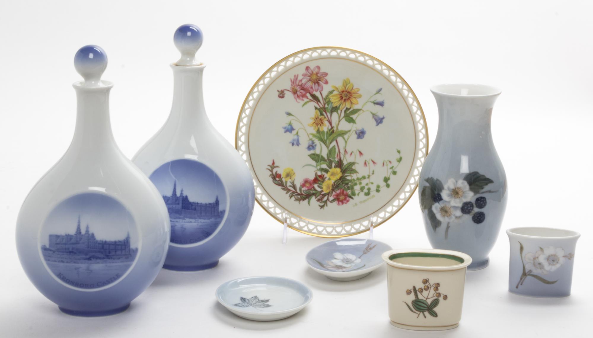 A Group of Danish Porcelain Articles Height of bottles 9 1/2 inches. — SECOND HALF 20TH CENTURY