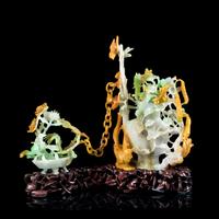 A Russet and Green Jadeite Vase Height 5 1/2 inches. — 20TH CENTURY