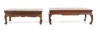 Two Chinese Hardwood Low Tables Height of taller 12 1/2 x width 36 x depth 21 3/4 inches. — 20TH CENTURY