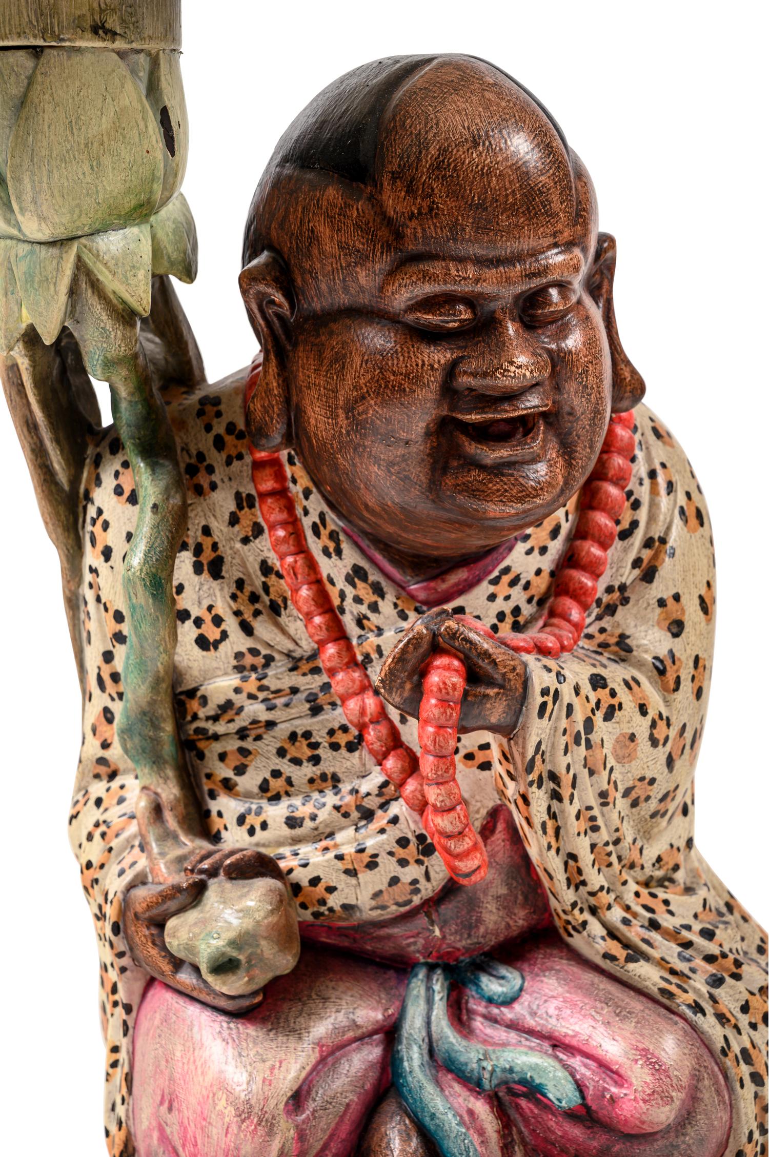 APPROVED FOR DONATION A Polychrome Decorated Figural Lamp Table