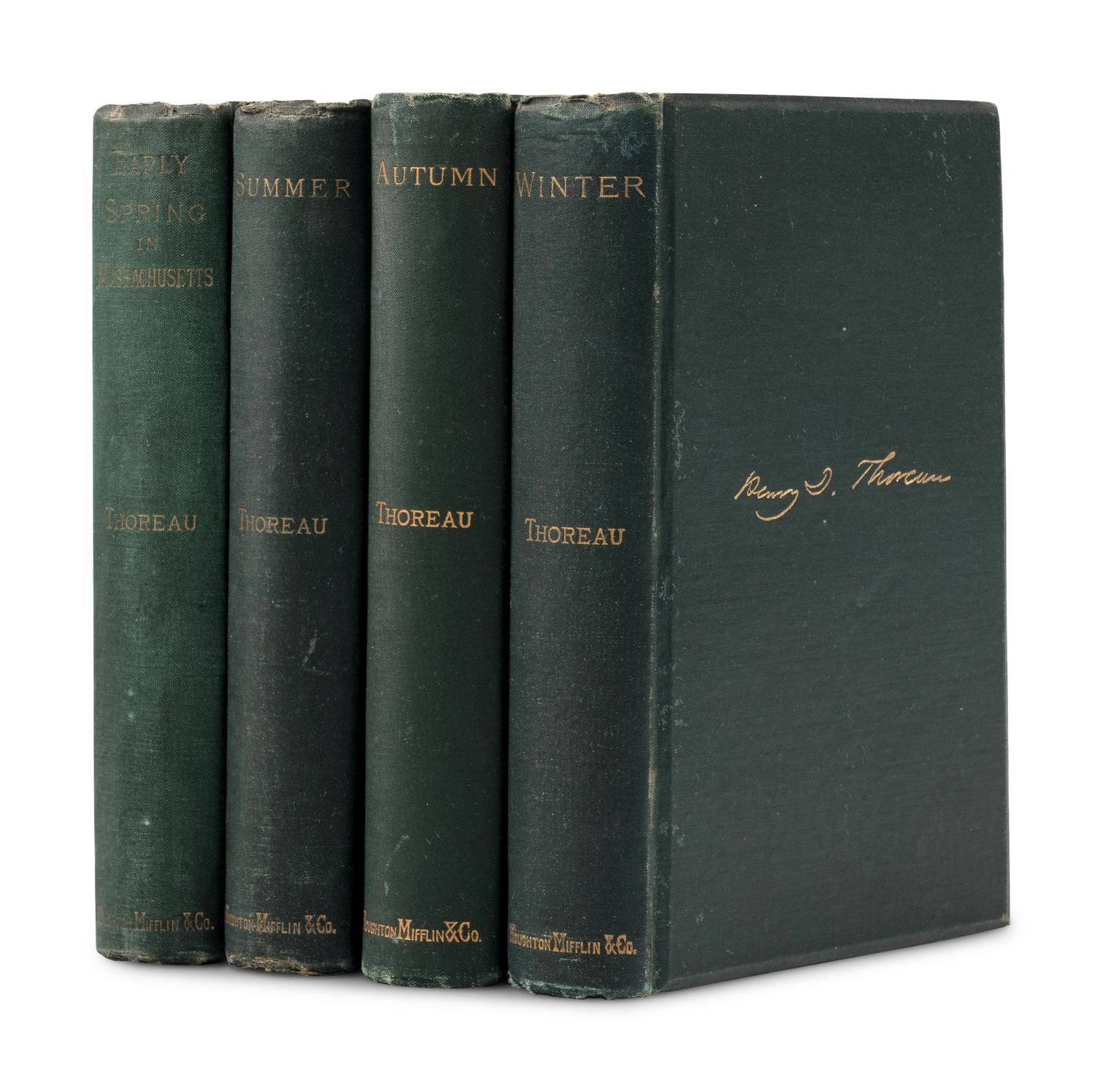 THOREAU, Henry David (1817-1862). [The Season Books]. Early Spring in Massachusetts . 1881. -- Summer . 1884 -- Winter . 1888. -- Autumn . 1892. All Boston and New York: Houghton, Mifflin and Company.