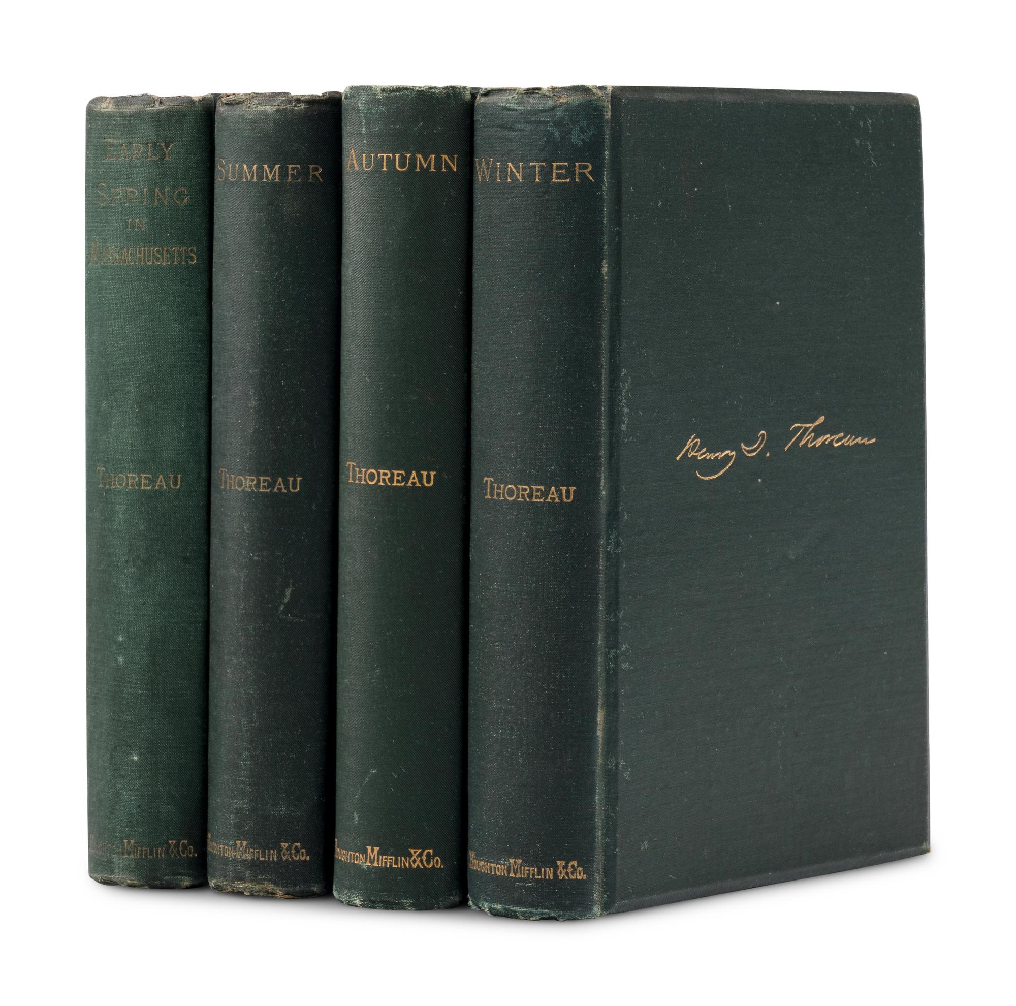 THOREAU, Henry David (1817-1862). [The Season Books]. Early Spring in Massachusetts . 1881. -- Summer . 1884 -- Winter . 1888. -- Autumn . 1892. All Boston and New York: Houghton, Mifflin and Company.