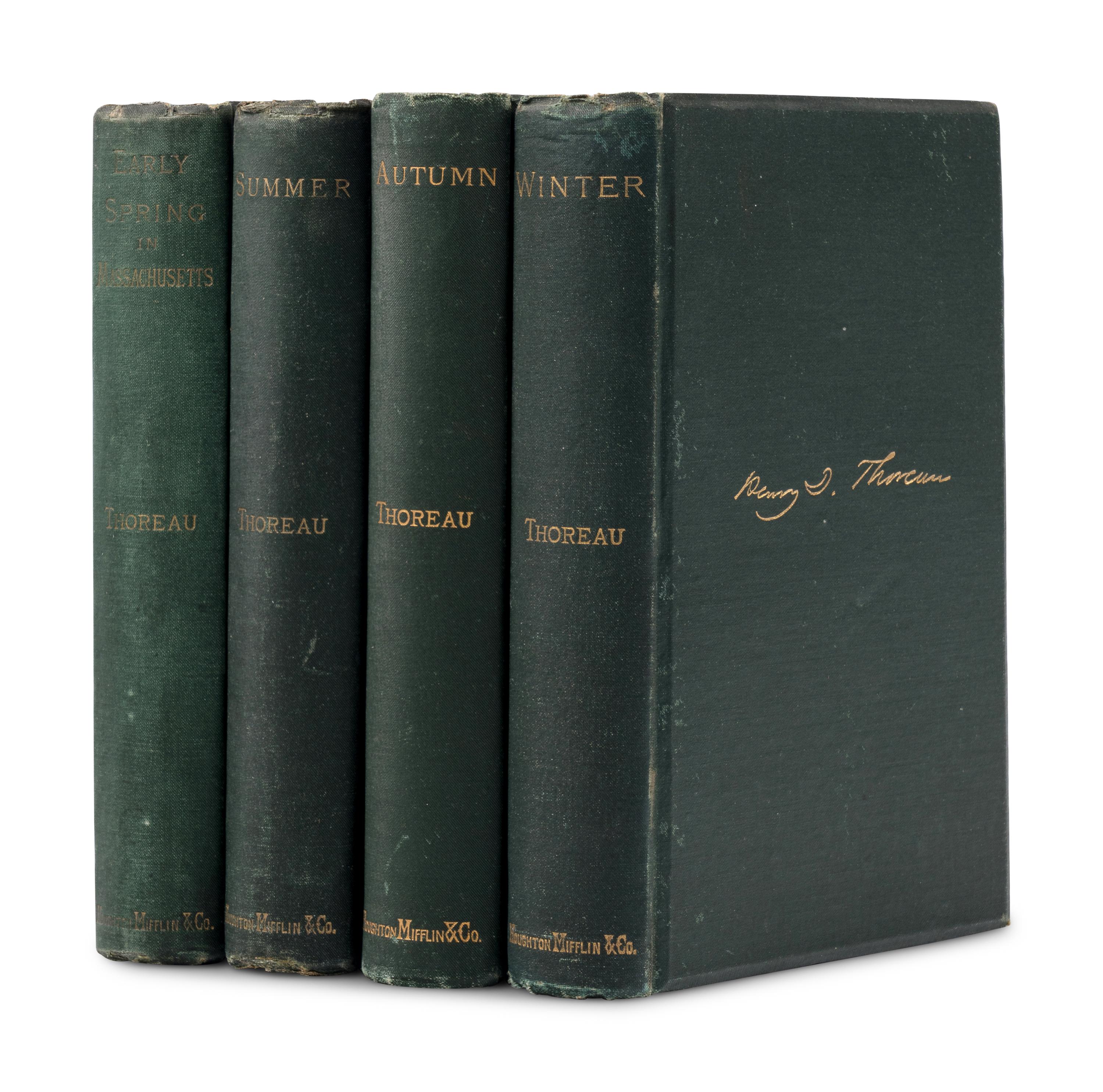 THOREAU, Henry David (1817-1862). [The Season Books]. Early Spring in Massachusetts . 1881. -- Summer . 1884 -- Winter . 1888. -- Autumn . 1892. All Boston and New York: Houghton, Mifflin and Company.