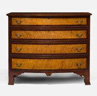 A Federal bowfront inlaid cherry and tiger maple chest of drawers New Hampshire, circa 1800