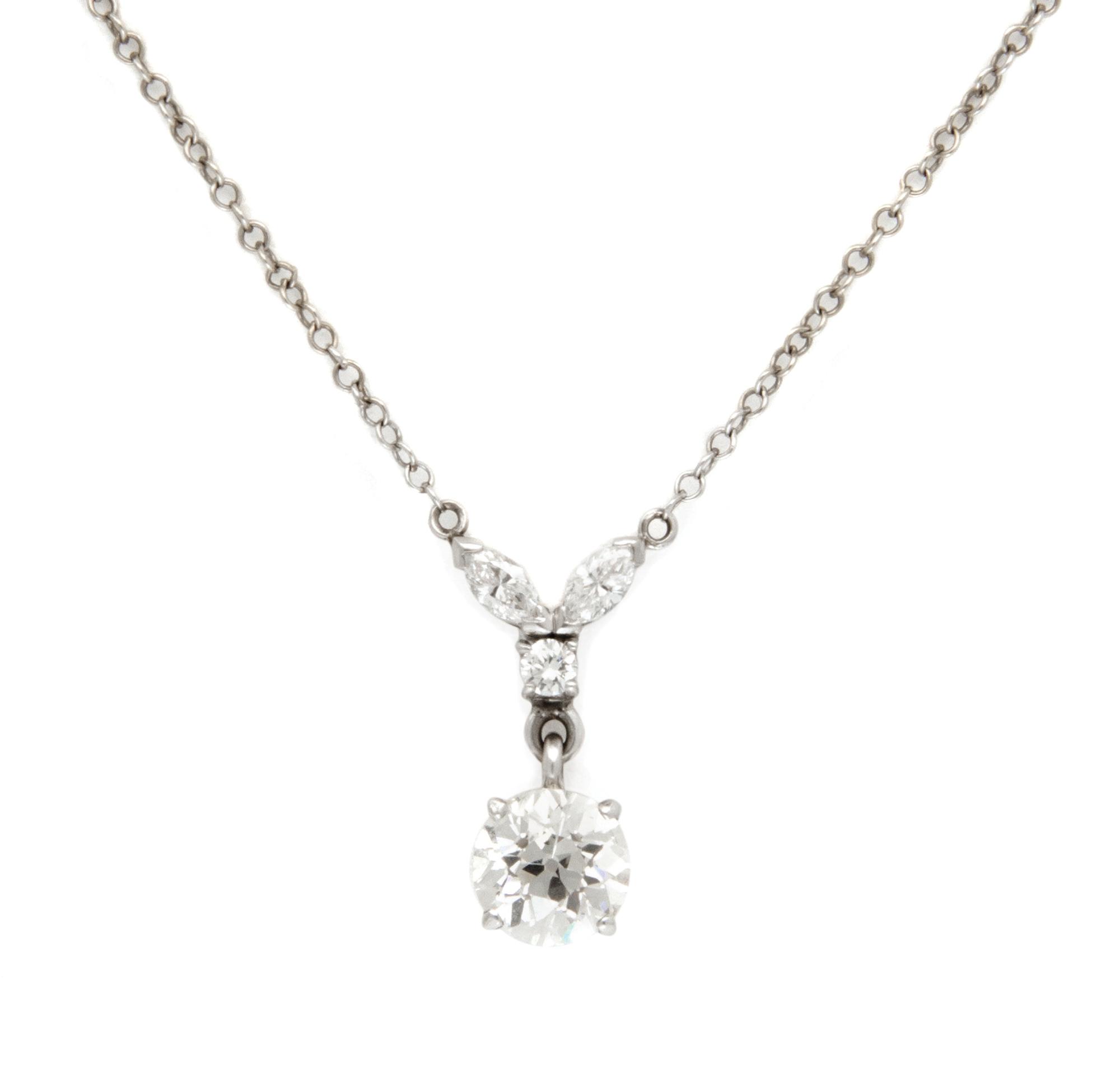 A White Gold and Diamond Pendant, 2.60 dwts.