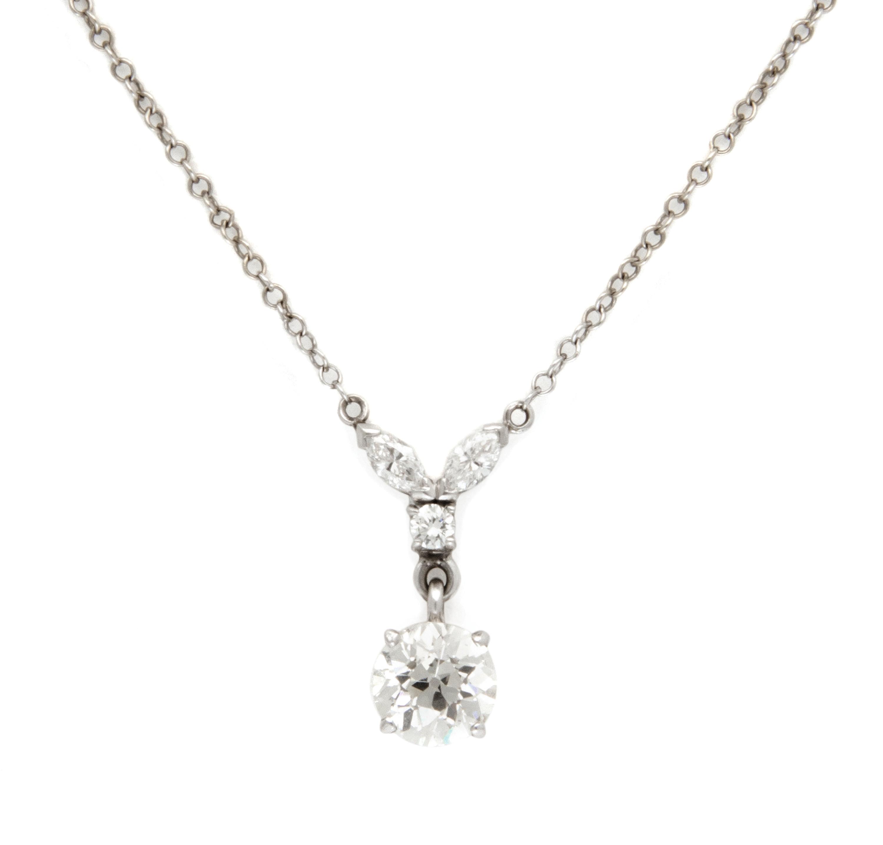 A White Gold and Diamond Pendant, 2.60 dwts.
