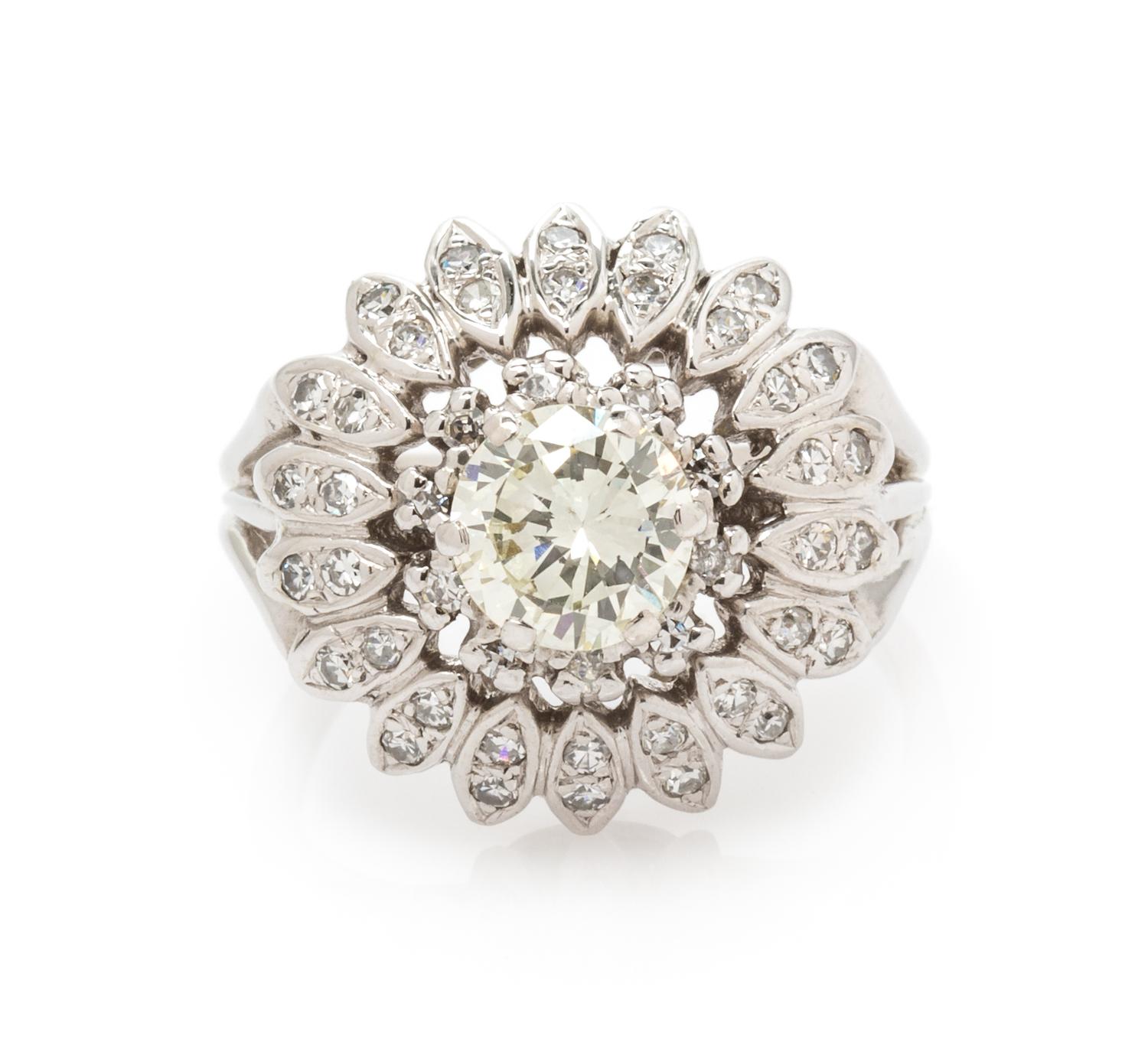 A White Gold and Diamond Ring, 4.60 dwts.