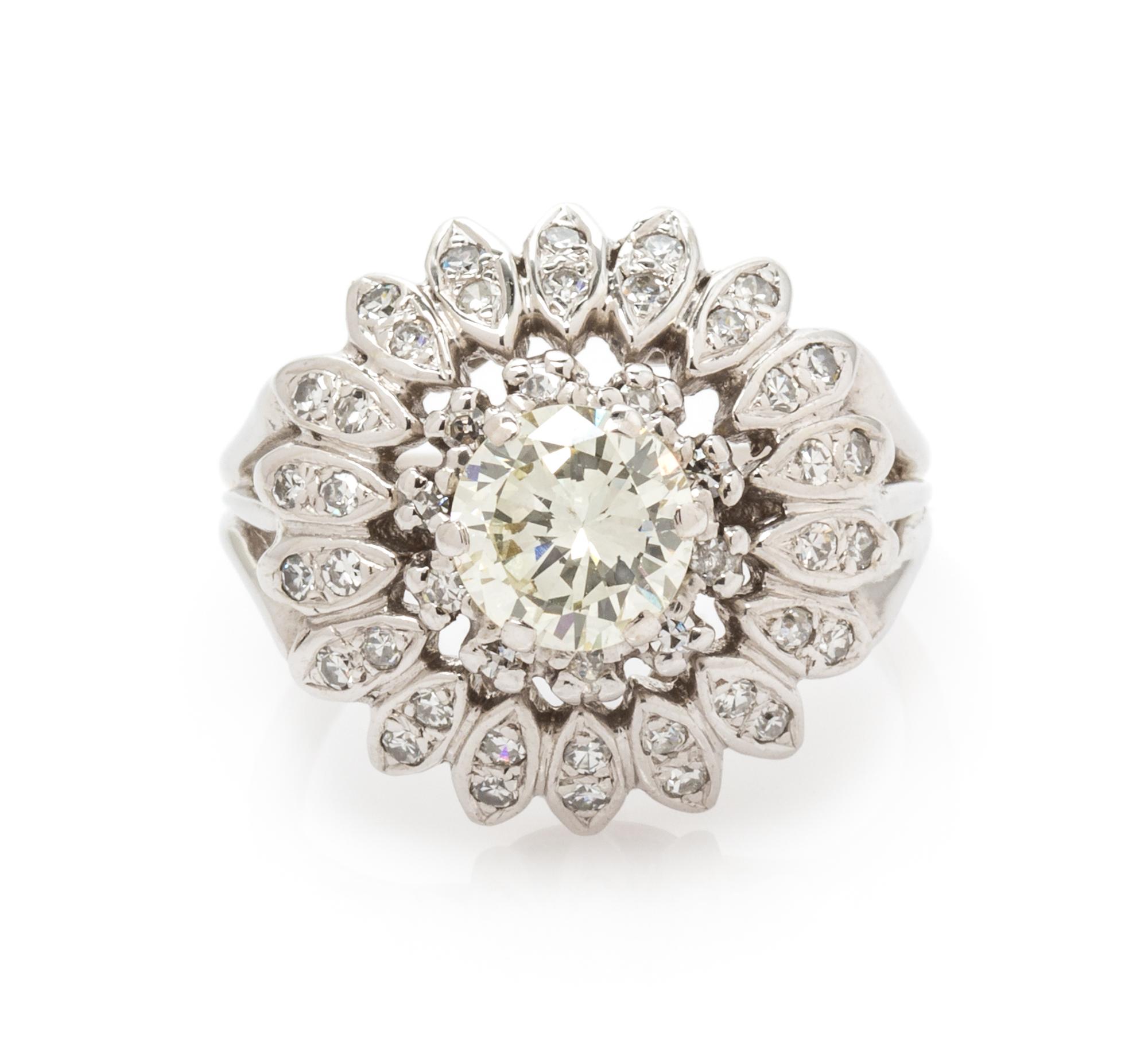 A White Gold and Diamond Ring, 4.60 dwts.