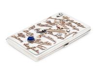 A Large Russian Silver and Gold-Charm Inset Cigarette Case