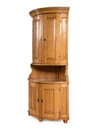 A Swedish Pine Corner Cabinet